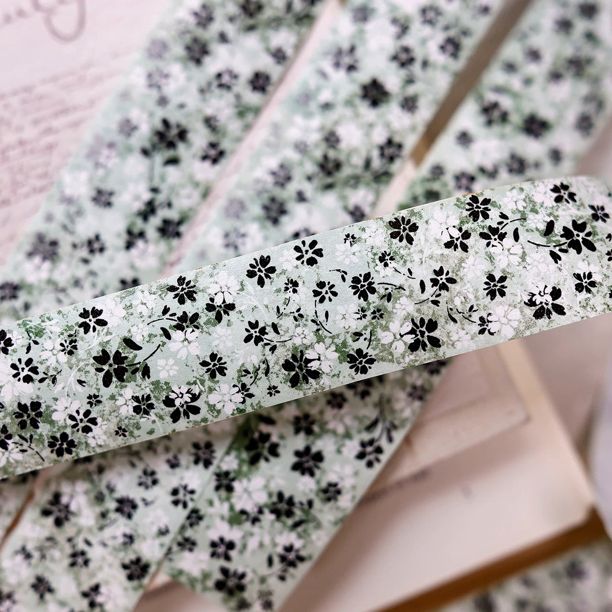 XiaoBaiJia Salt Series【Green Mist Flower Message / Brown Tea Flower Shadow】Pre-cut Orginal Design Washi/Pet Tape Light Retro Stickers