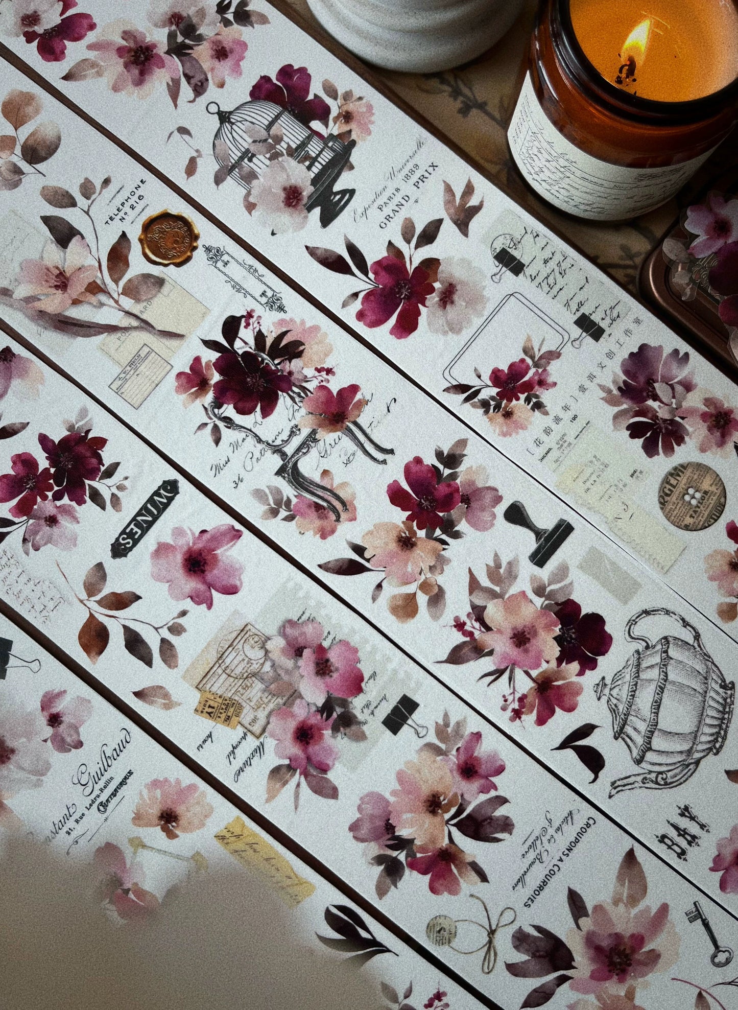 YiEr Vol12【Flower Rhyme Flowing Years】Washi/PET Tape,for Scrapbook Supplies,Scrapbook Tape Stickers,Junk Journal Supplies