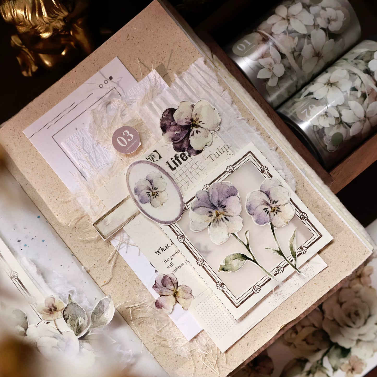 YiEr Vol14【Wind Language Flower Sleep】Small Floral Washi Tape and PET Stickers