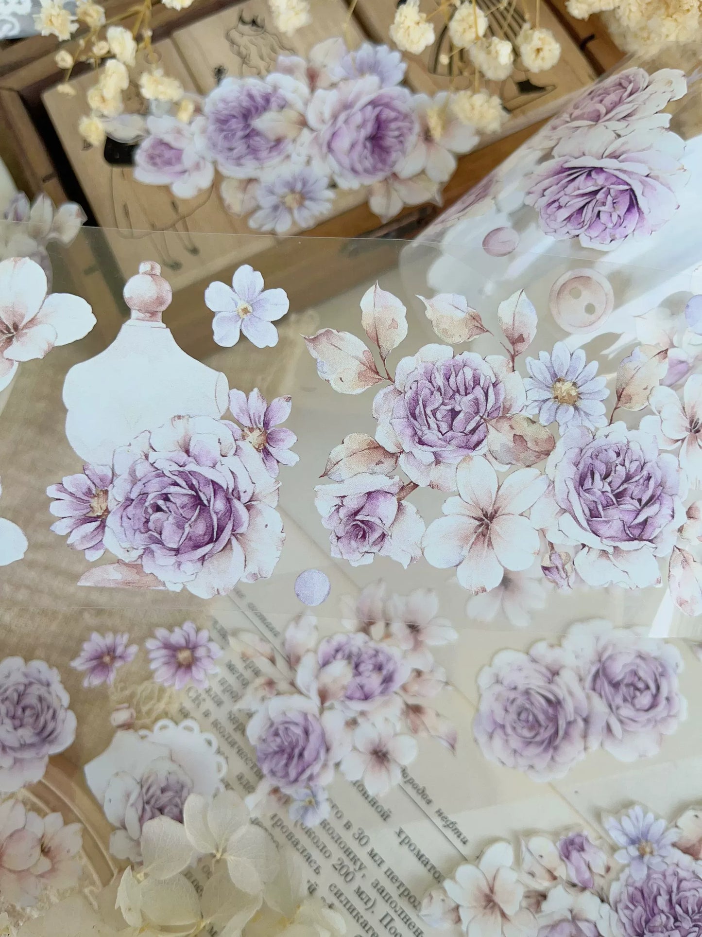 YiEr Vol11【Dushan Purple】Light Retro Floral Washi Tape and PET Stickers