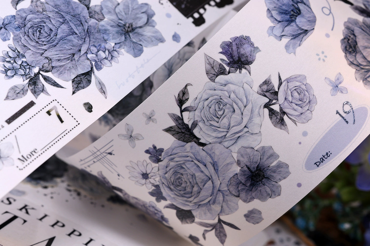 XiaoBaiJia【LanYan / Caramel Latte】Light Retro Flower Orginal Design Washi Pet Floral Tape Landscaping Stickers