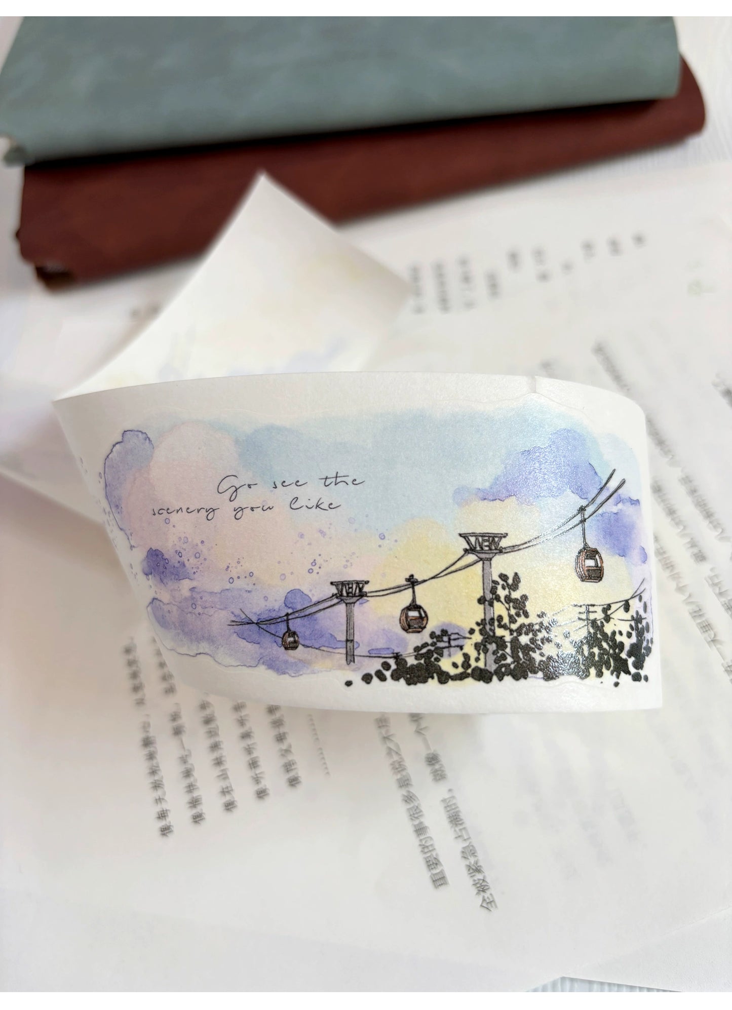 ZiYuanSu Vol12【Light Wind Cloud Shadow】Scene/Landscape Pre-cut Washi/PET Tape,for Scrapbook Supplies,Scrapbook Tape Stickers,Junk Journal Supplies