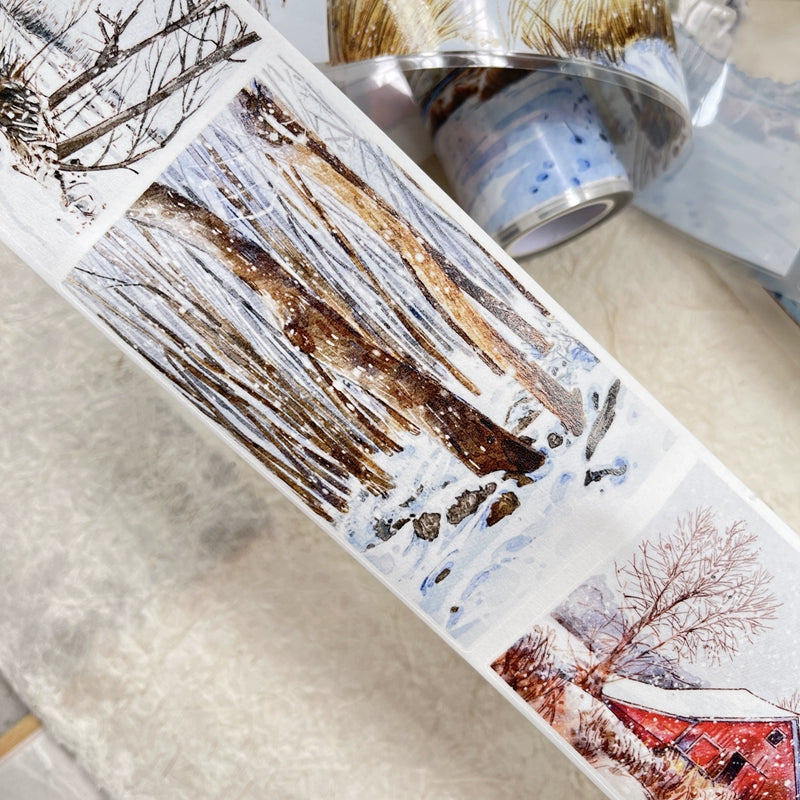 DingDing Vol8【27#Winter】Cute Cat&Rabbit&Fox and Snow Scene,Original Character Design Vintage Casualness Girl Washi/PET Tape Stickers, for Scrapbook Supplies,Scrapbook Tape Stickers,Junk Journal Supplies