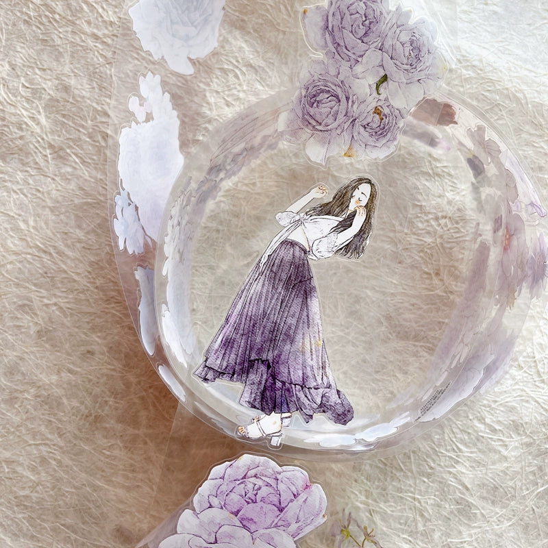 Seahorse Forest Vol6【A39#Twilight Purple】Original Design Pre-Cut Washi/PET Tape Stickers,for Scrapbook Supplies,Junk Journal Supplies