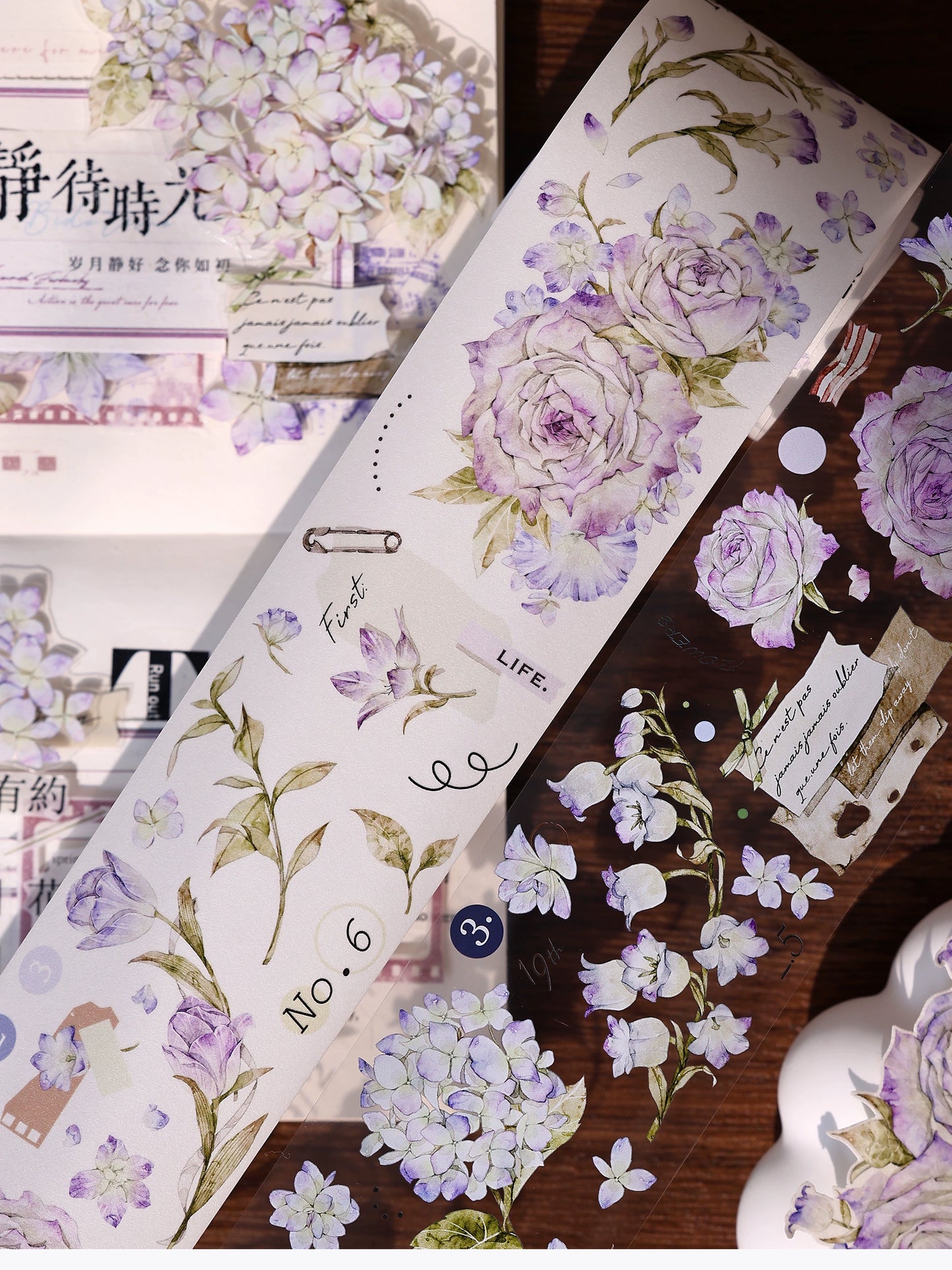 XiaoBaiJia【Fantasy Purple/Ink Dyeing】Light Retro Orginal Design Washi Pet Tape Landscaping Stickers