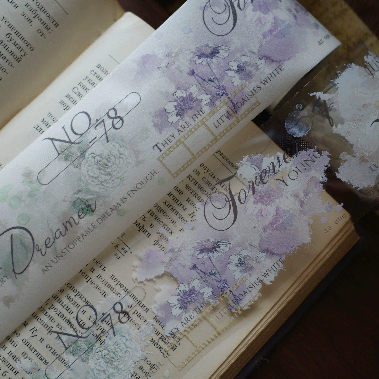 YiEr【Light Color】Orginal Design Washi/Pet Tape Light Retro Floral Stickers