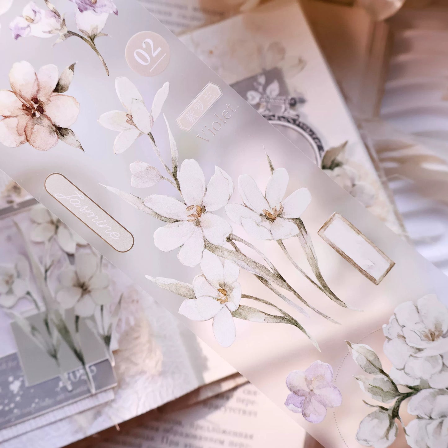 YiEr Vol14【Wind Language Flower Sleep】Small Floral Washi Tape and PET Stickers