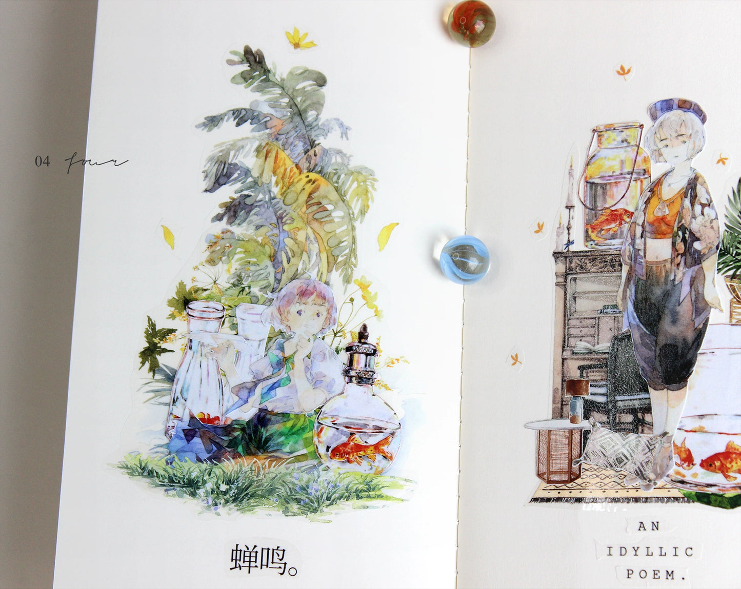 Moodtape【South Wind&Summer Cruising】Original Animal Characters Landscap Original Design Washi/Pet Tape Stickers,for Scrapbook Supplies,Scrapbook Tape Stickers,Junk Journal Supplies