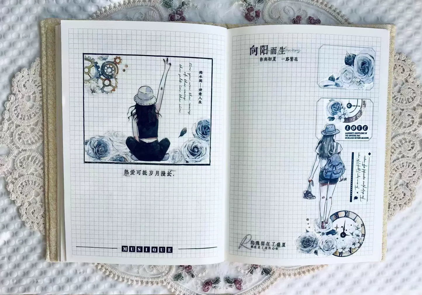 Kaixiaoxun Vol8 【Your Silhouette】 Pre-Cut Washi/Matte PET Tape for Scrapbook Supplies,Junk Journal Supplies