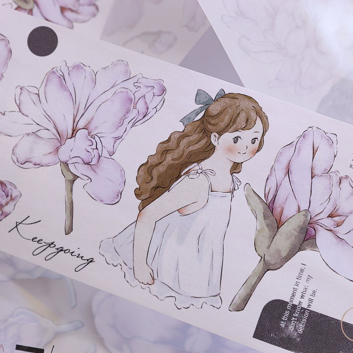 XiaoBaiJia【Violet】Orginal Design Washi Pet Floral Tape Light Retro Landscaping Stickers