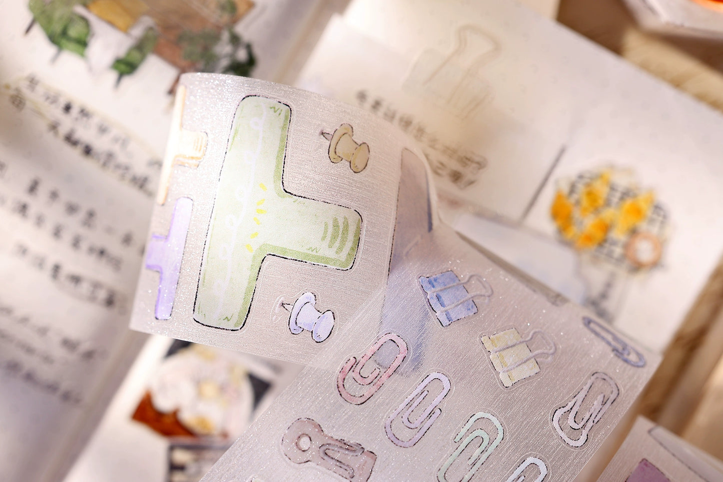 XiaoBaiJia Minimalist Style【Pinch Something】Clips Orginal Design Washi Pet Tape Landscape Stickers