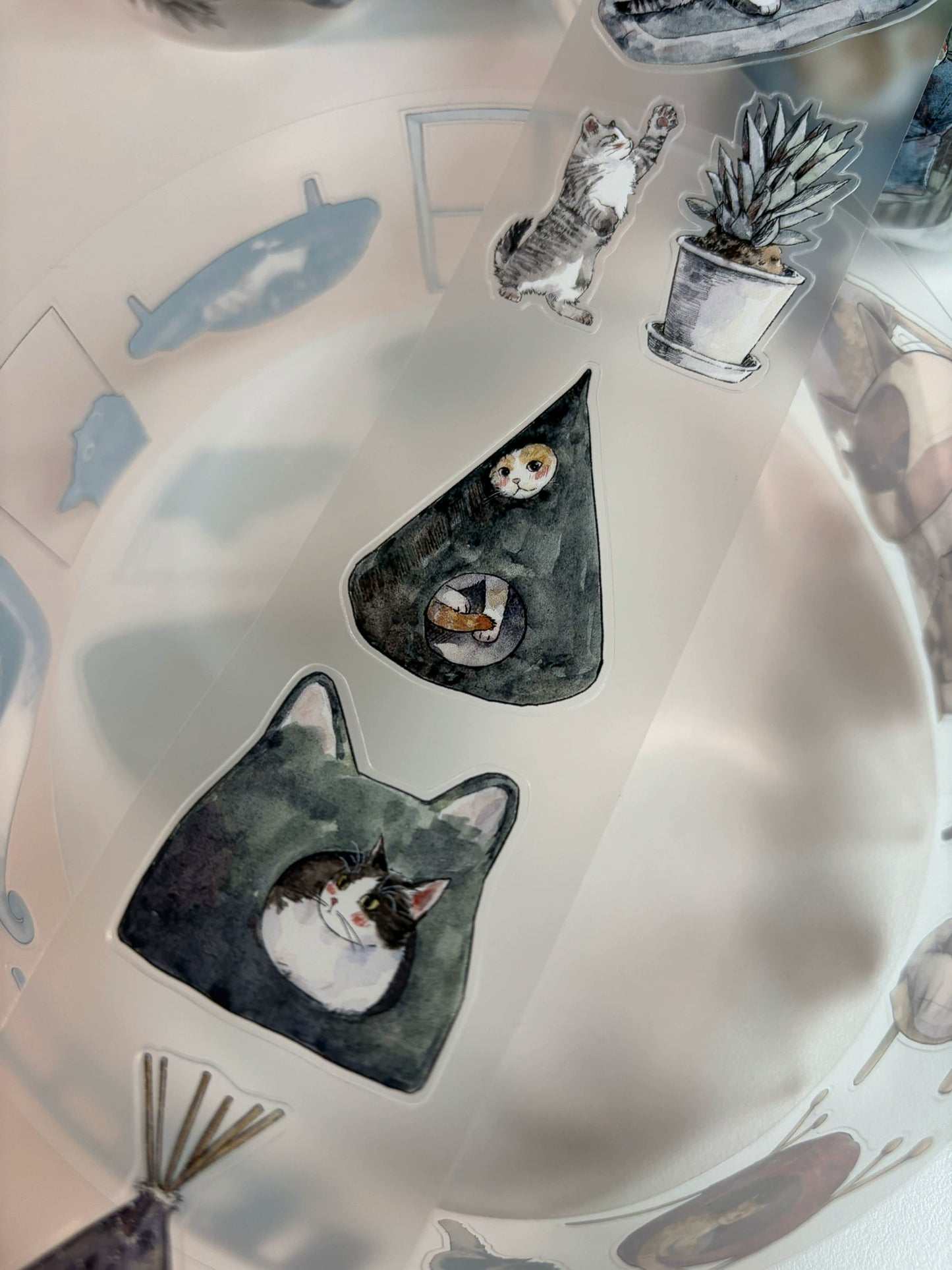 Kaixiaoxun Vol9 【Cat's Nest】 Pre-Cut Long Loop Washi/Matte PET Tape for Scrapbook Supplies,Junk Journal Supplies