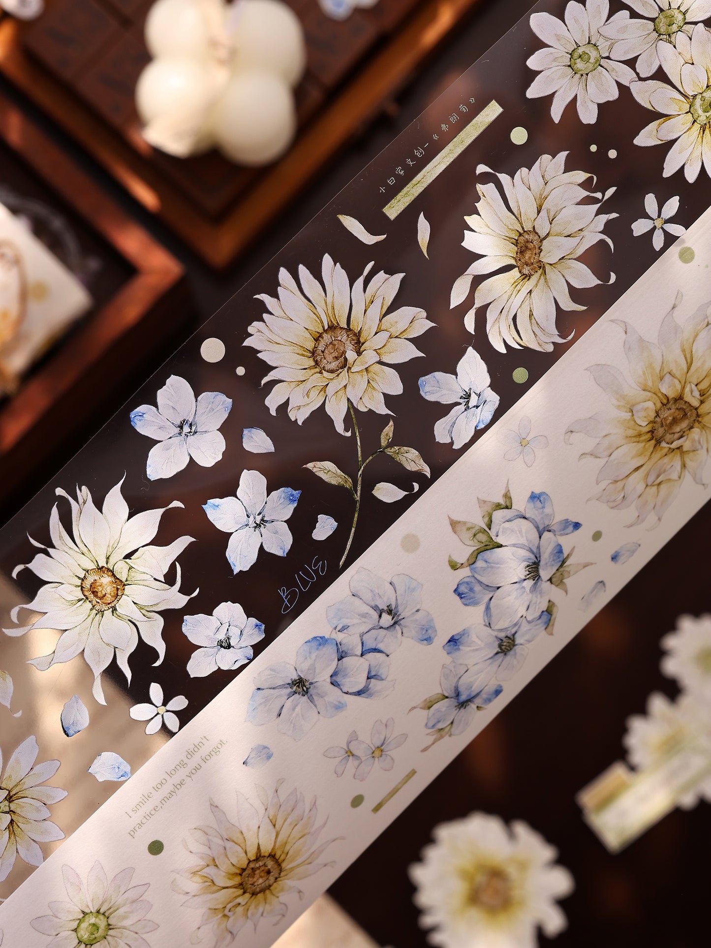 XiaoBaiJia【Franju】【 Floating Light Warm Orange】Orginal Design Washi/Pet Floral Tape Light Retro Landscaping Stickers