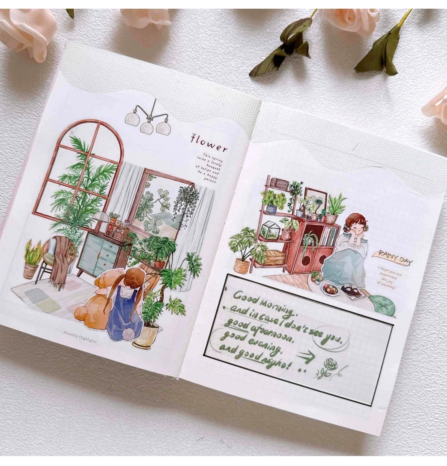 ZiYuanSu Vol12【My Forest House】Scene/Landscape Pre-cut Washi/PET Tape,for Scrapbook Supplies,Scrapbook Tape Stickers,Junk Journal Supplies