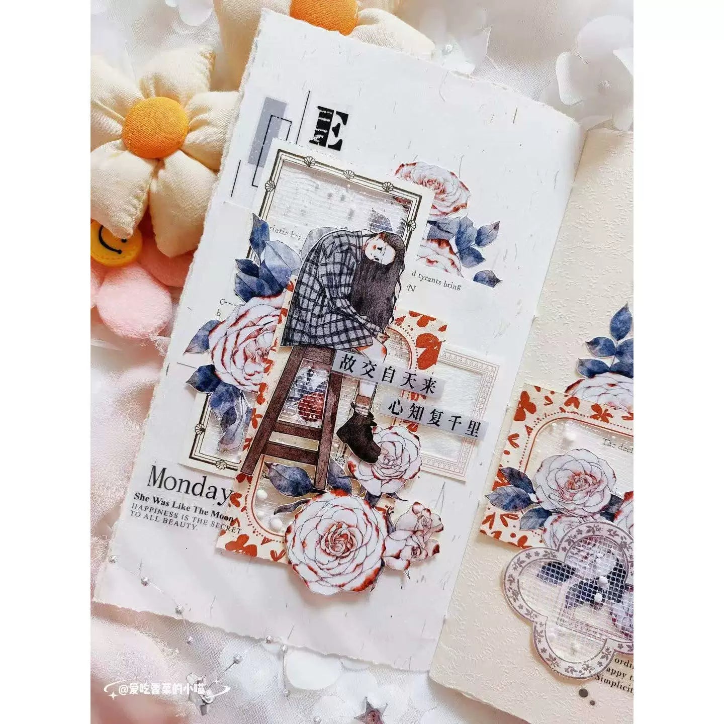 Kaixiaoxun Vol9 【Nestled in the Sofa】 Pre-Cut Long Loop Washi/Matte PET Tape for Scrapbook Supplies,Junk Journal Supplies