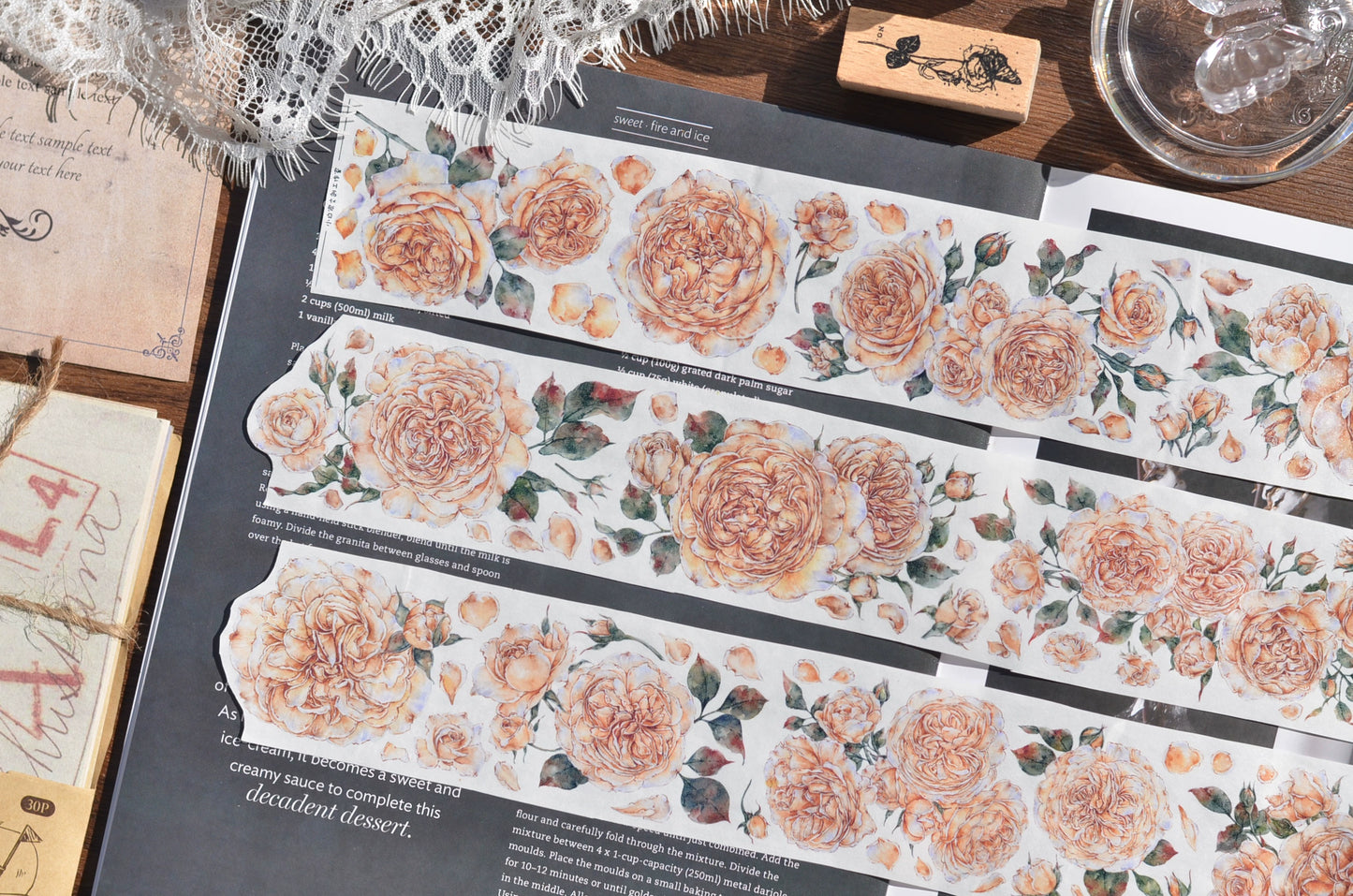 XiaoBaiJia【Shallow Summer】Light Retro Orginal Design Washi Pet Floral Tape Light Retro Landscaping Stickers