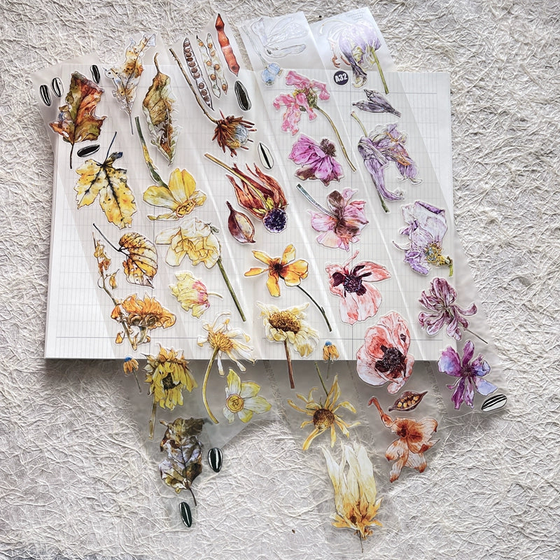 Seahorse Forest Vol4【A32#More Colorful】Flower Scene,Original Design Journal Washi/Matte PET Tape Stickers, for Scrapbook Supplies,Scrapbook Tape Stickers,Junk Journal Supplies, Journaling Stickers,Bullet Journals