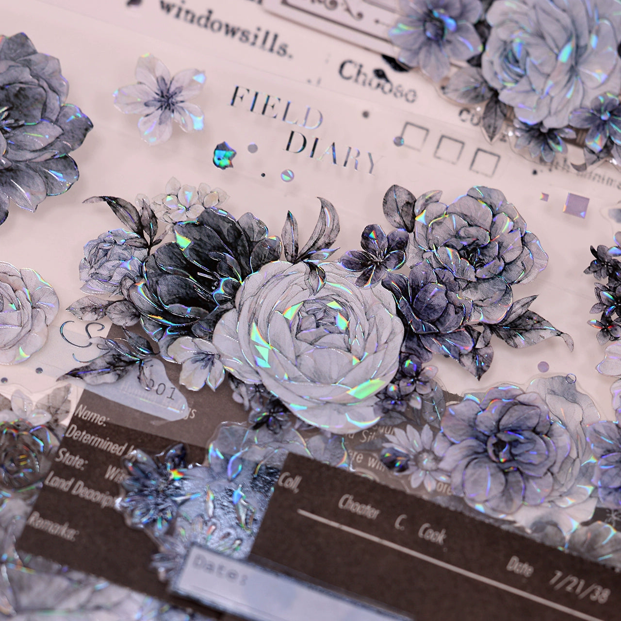 XiaoBaiJia【LanYan / Caramel Latte】Light Retro Flower Orginal Design Washi Pet Floral Tape Landscaping Stickers