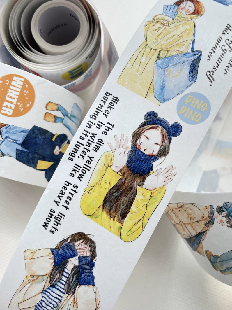 Seahorse Forest Vol2【A11#Warm Winter】Original Character Design Journal Washi/Matte PET Tape Versatile Collage Material