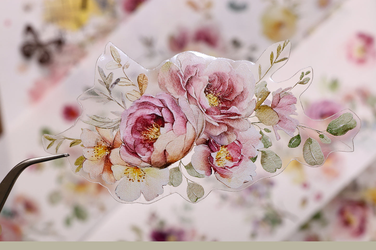 XiaoBaiJia 【Numerous Flowers】Orginal Design Washi/Pet Tape Light Retro Landscaping Stickers,for Scrapbook Supplies,Scrapbook Tape Stickers,Junk Journal Supplies