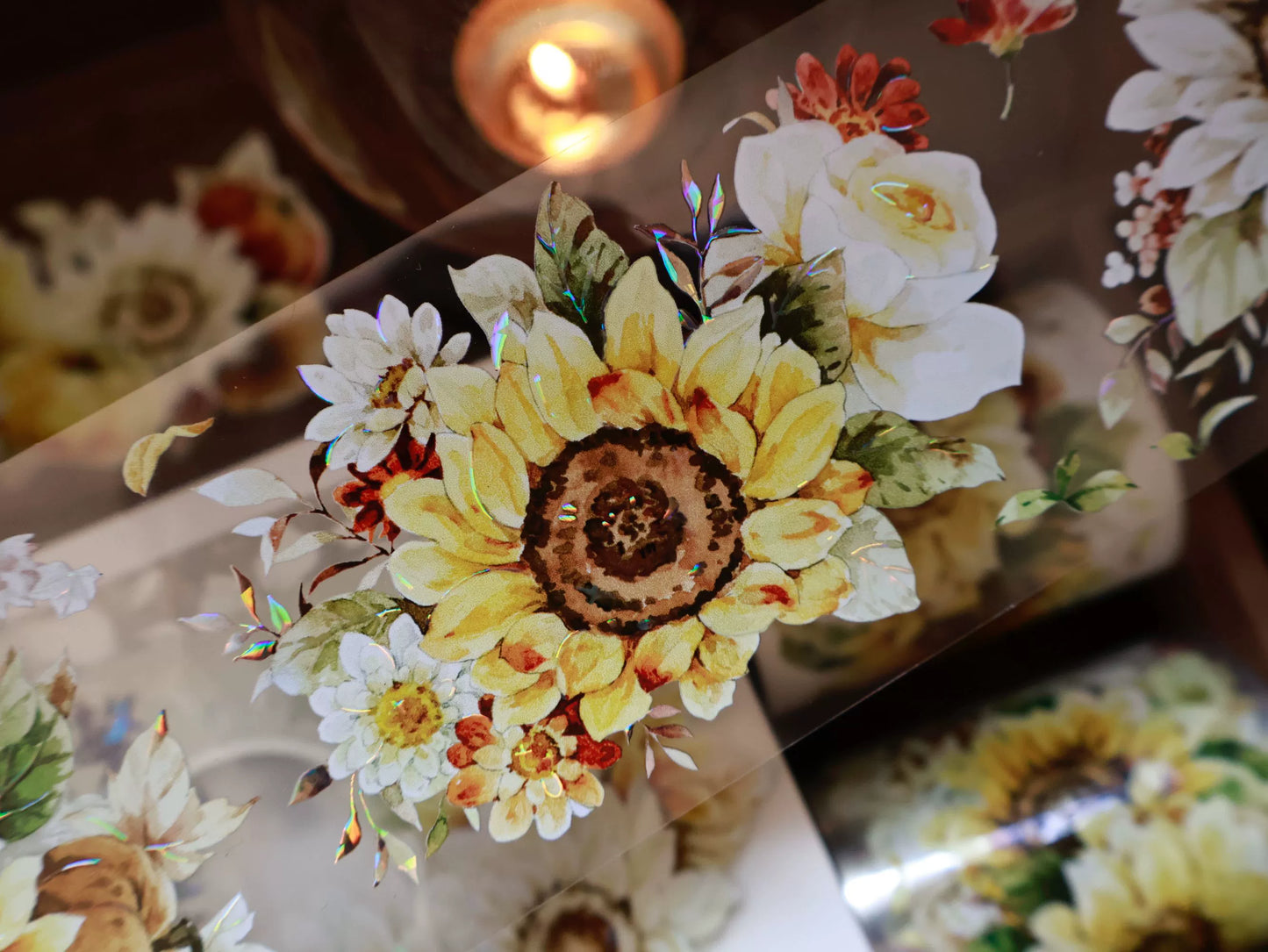 YiEr Vol14【Fields of Gold】Sunflower Floral Washi Tape and PET Stickers