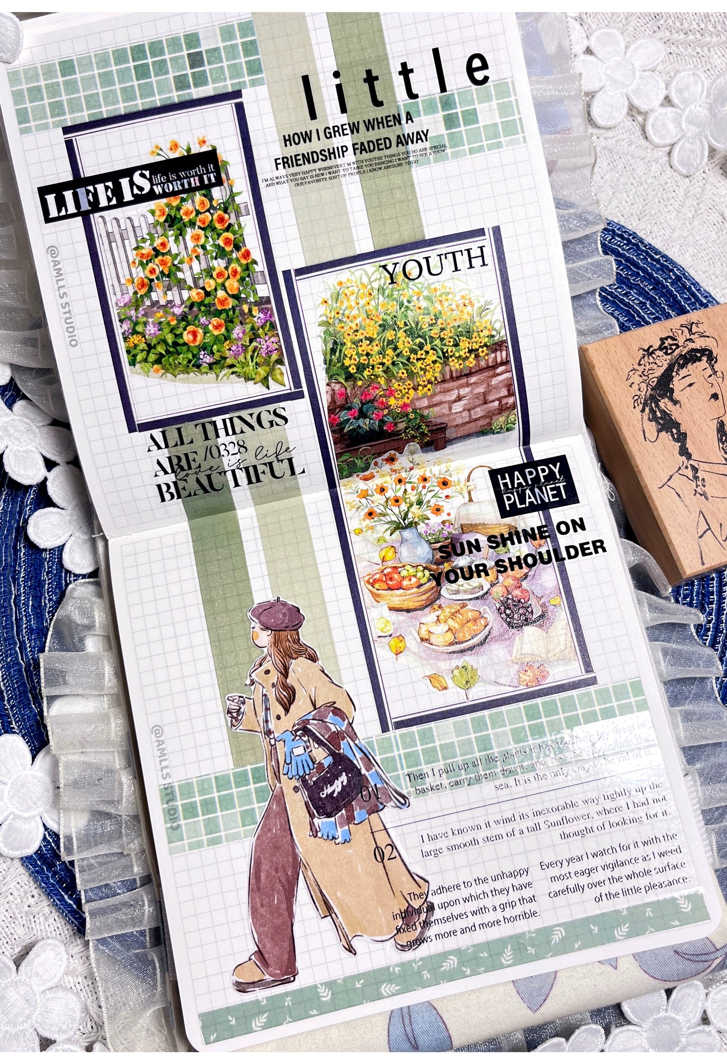 ZiYuanSu【Walk Towards the Wild】Background Scene/Landscape Pre-cut Washi/PET Tape,for Scrapbook Supplies,Scrapbook Tape Stickers,Junk Journal Supplies