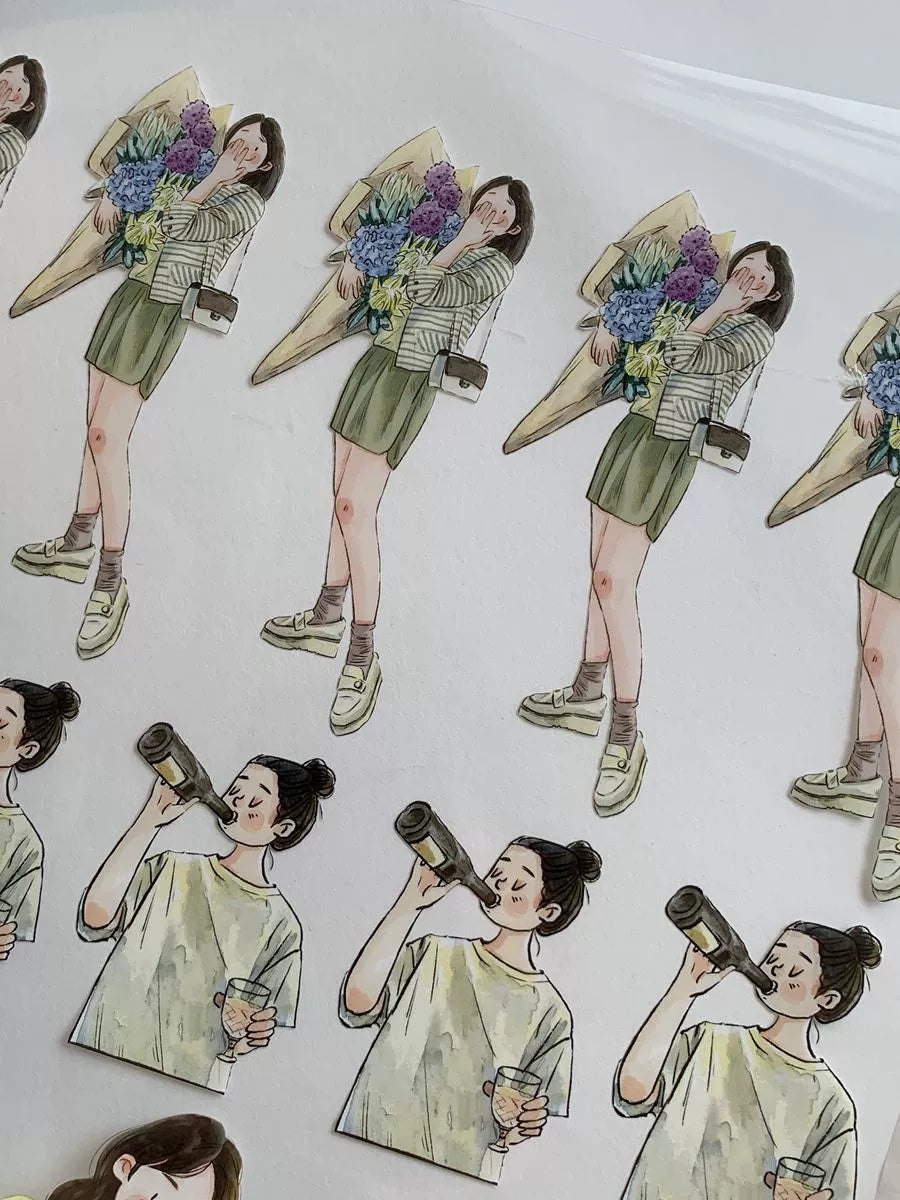 DingDing Vol2 【Small Days】Vintage Casualness Girl Washi PET Tape for Card Making Decoration DIY Scrapbooking Plan Stickers