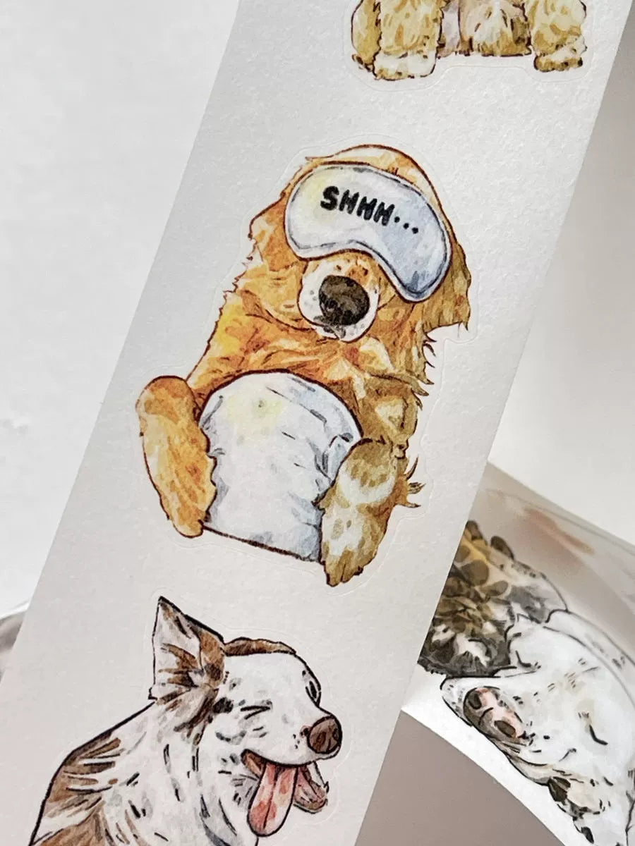Seahorse Forest Vol5【A28#Wang~】Cute Dogs,Original Design Pre-Cut Washi/PET Tape Stickers,for Scrapbook Supplies,Junk Journal Supplies