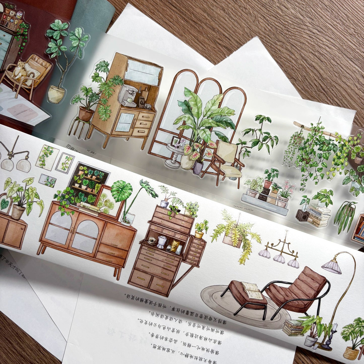 ZiYuanSu Vol12【My Forest House】Scene/Landscape Pre-cut Washi/PET Tape,for Scrapbook Supplies,Scrapbook Tape Stickers,Junk Journal Supplies