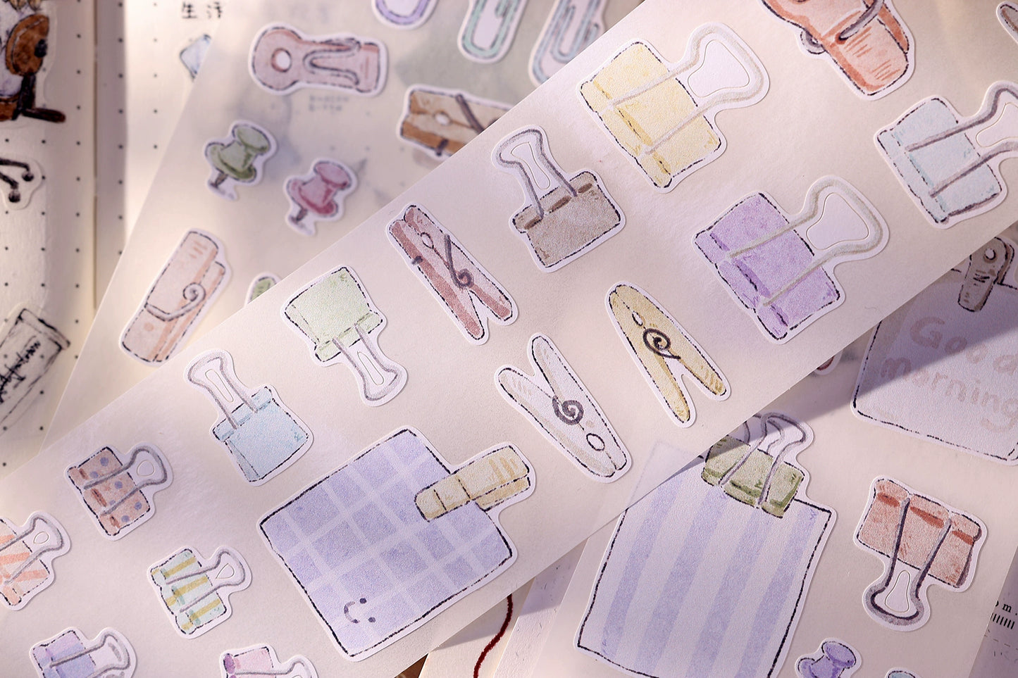 XiaoBaiJia Minimalist Style【Pinch Something】Clips Orginal Design Washi Pet Tape Landscape Stickers