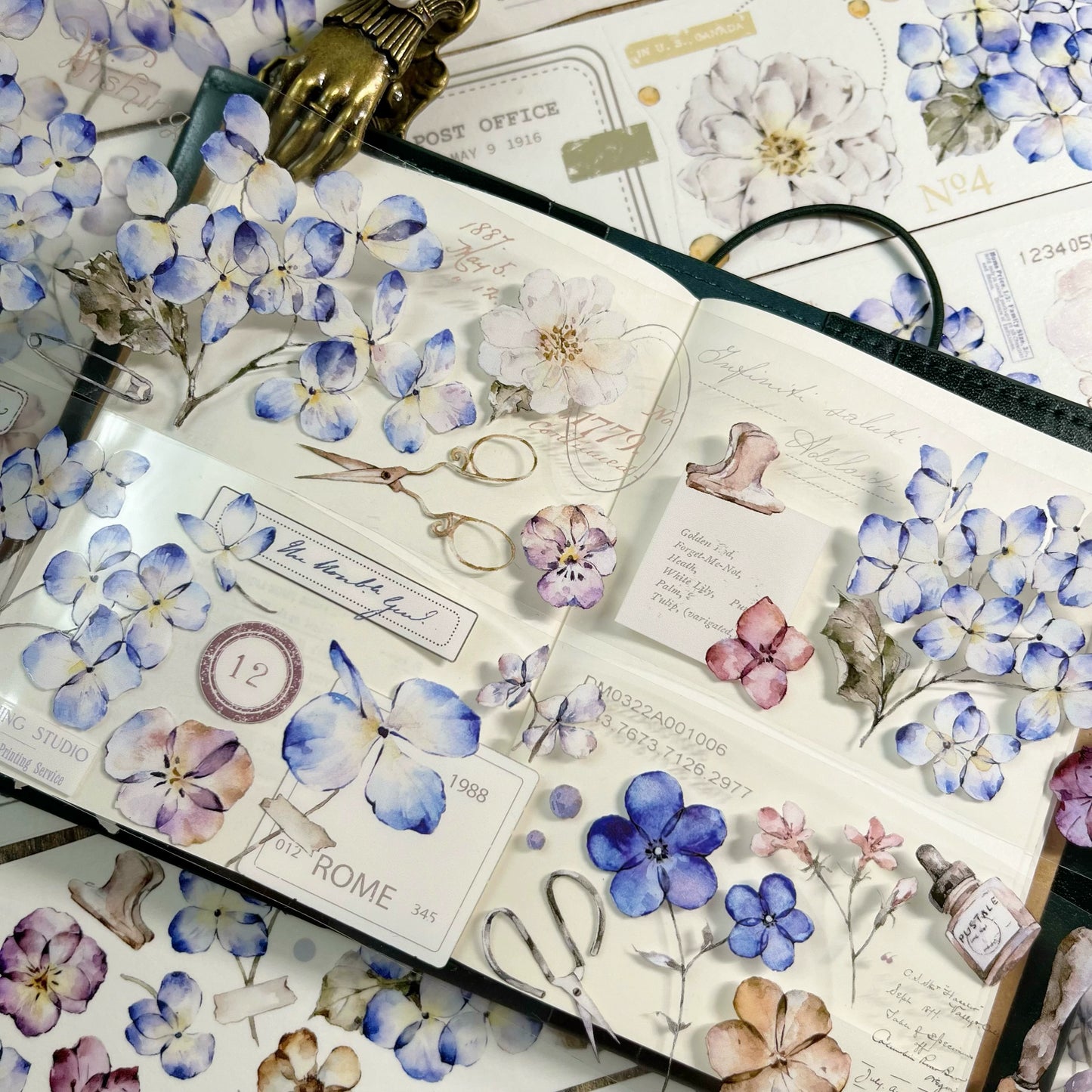 YiEr【ChaoHua Collection】Orginal Design Washi/Pet Tape Light Retro Floral Stickers