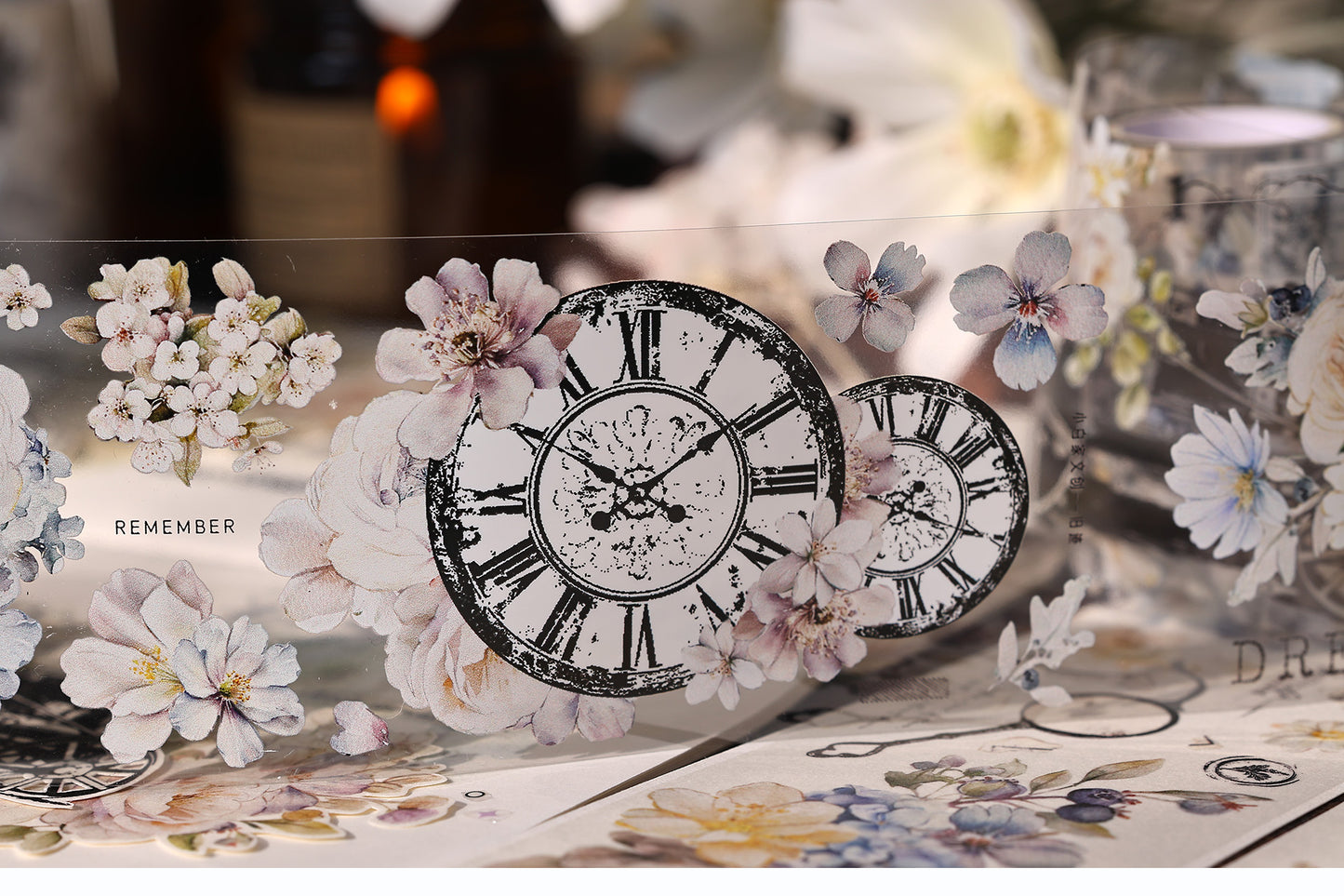 XiaoBaiJia 【Old Trace】Orginal Design Washi/Pet Tape Light Retro Landscaping Stickers,for Scrapbook Supplies,Scrapbook Tape Stickers,Junk Journal Supplies