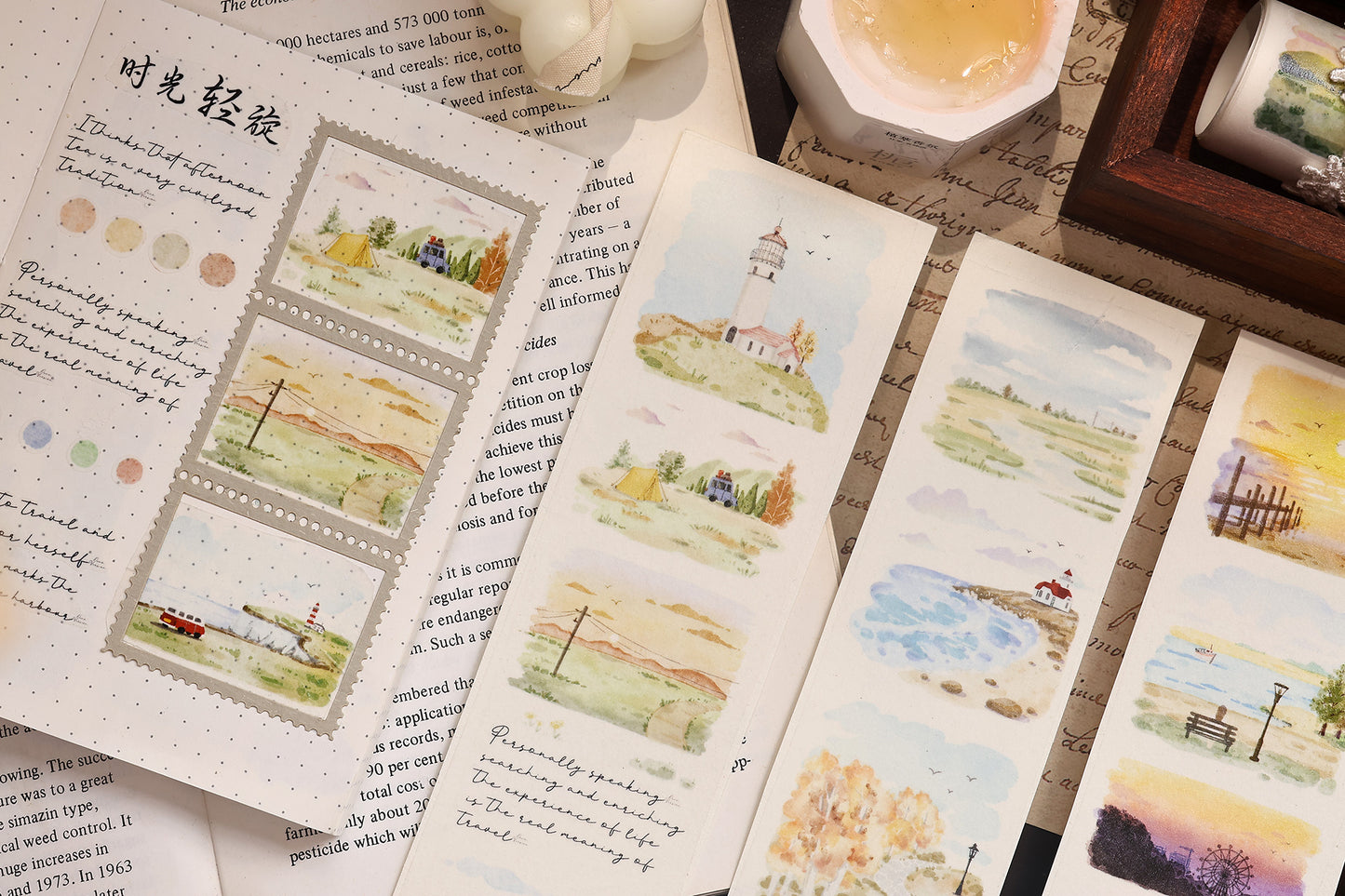 XiaoBaiJia Salt Series【Full of Scenery】Orginal Design Washi/Pet Floral Tape Light Retro Landscaping Stickers