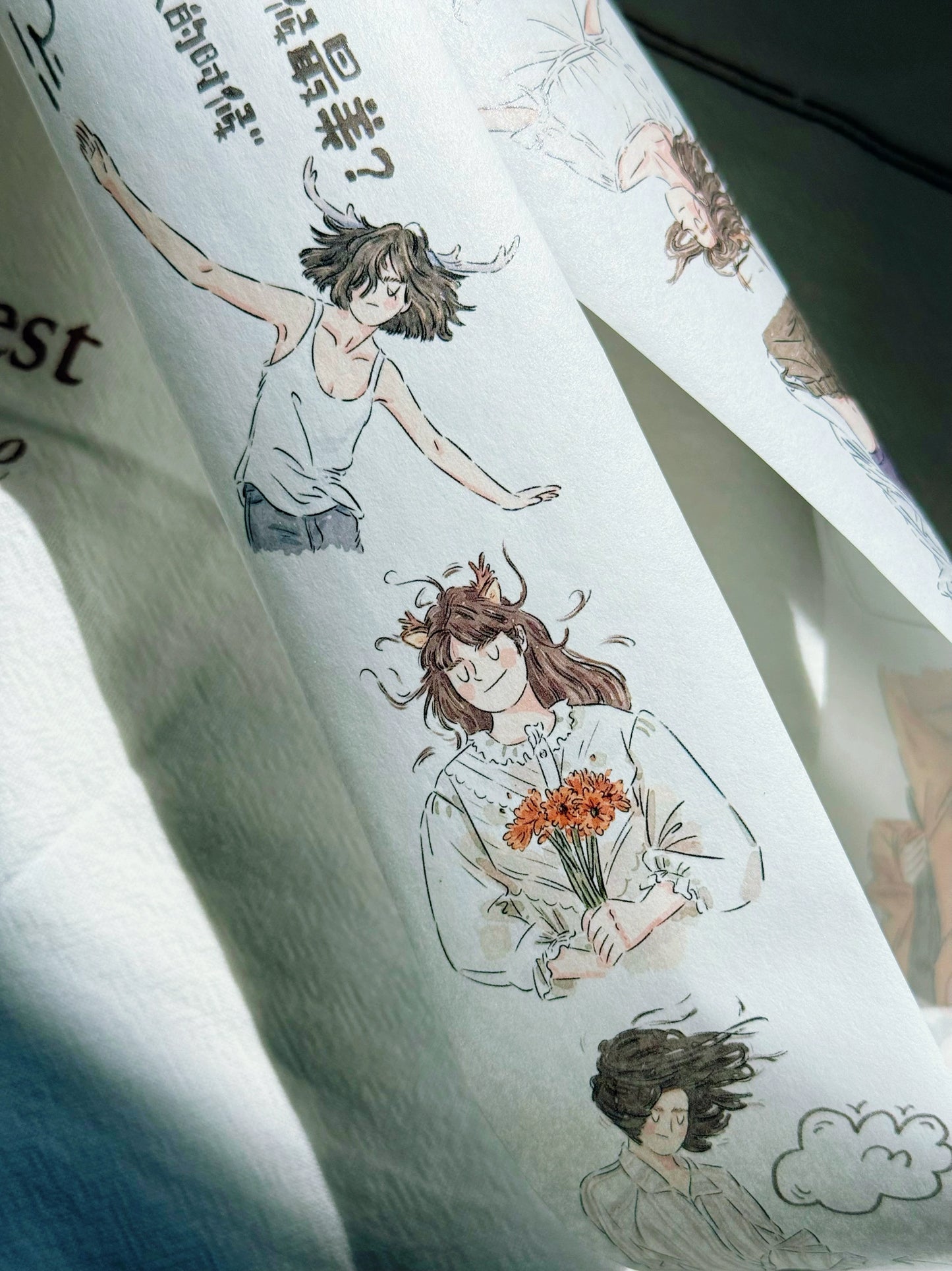 XiYue【The Wind is Rising】Original Character Design Washi/PET Tape Stickers,for Scrapbook Supplies,Journaling,Junk Journal,Bullet Journal,Planner Stickers