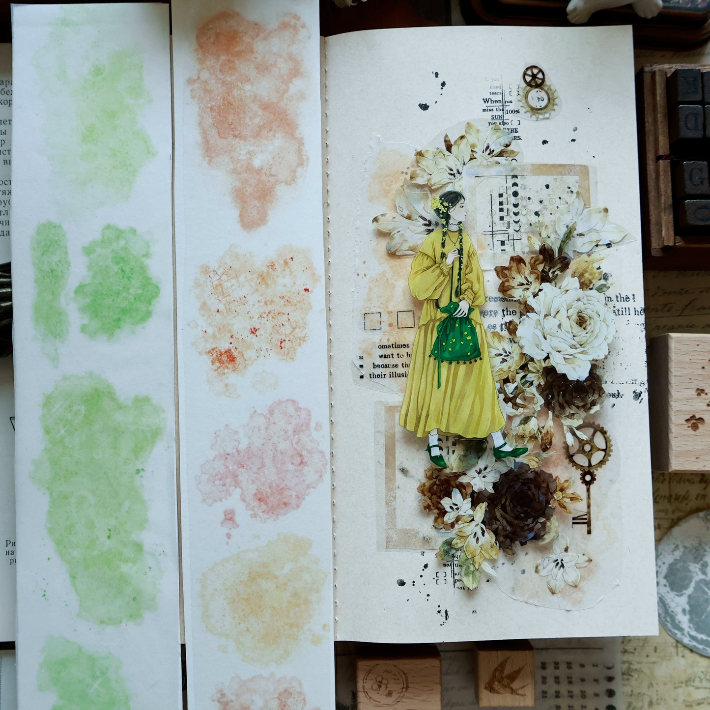 YiEr Vol13【Dyeing Set】Orginal Design Retro Washi/Pet Tape Backgroud Stickers
