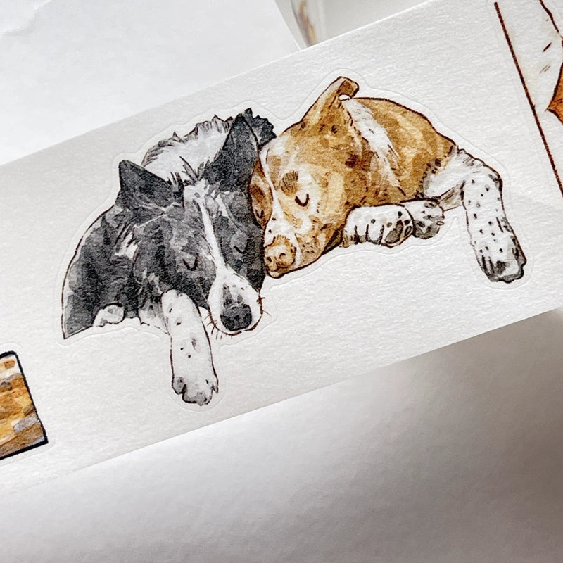 Seahorse Forest Vol5【A28#Wang~】Cute Dogs,Original Design Pre-Cut Washi/PET Tape Stickers,for Scrapbook Supplies,Junk Journal Supplies