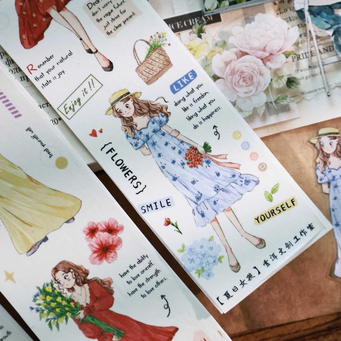 YiEr Vol13【Girls of Summer】Orginal Design Character Washi/Pet Tape Light Retro Stickers