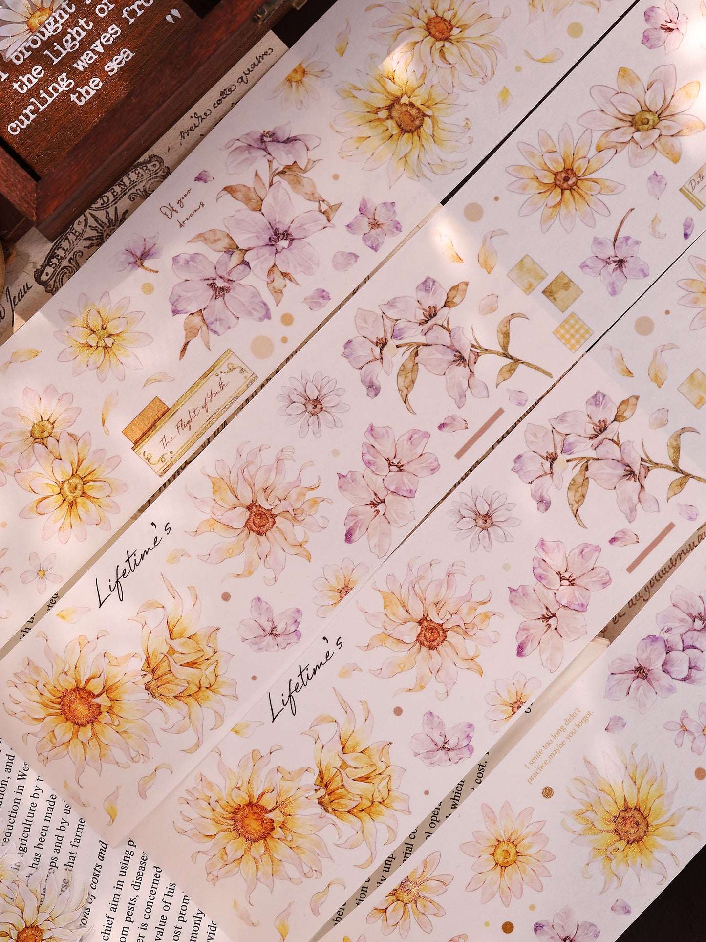 XiaoBaiJia【Franju】【 Floating Light Warm Orange】Orginal Design Washi/Pet Floral Tape Light Retro Landscaping Stickers