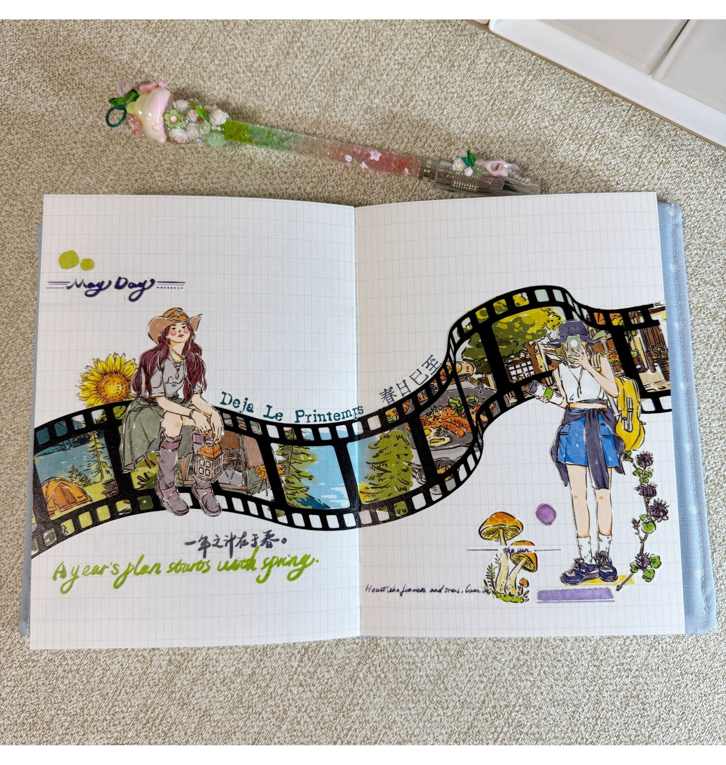 ZiYuanSu Vol12【Go to Mountains and Wilderness】Pre-Cut Original Design Character Washi/PET Tape Stickers, for Scrapbook Supplies,Scrapbook Tape Stickers,Junk Journal Supplies, Journaling Stickers,Bullet Journals