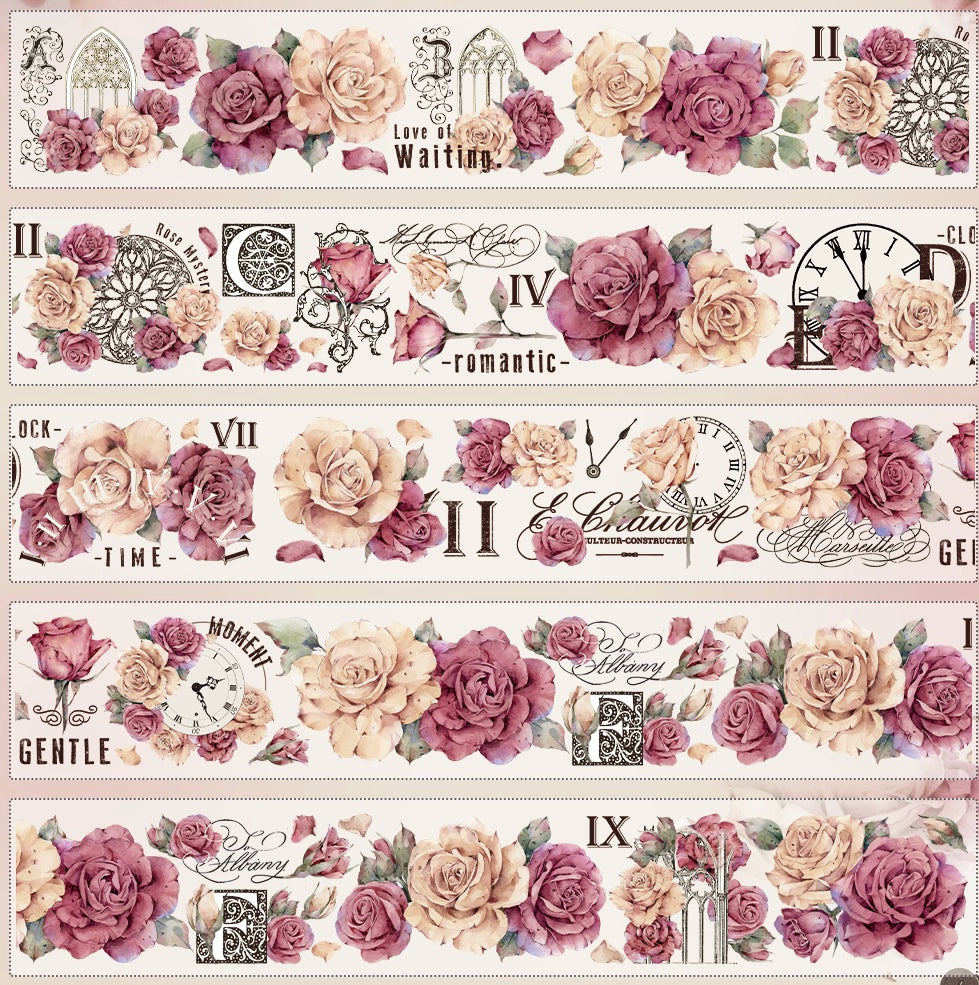 YiEr【Vintage Rose】Orginal Design Washi/Pet Tape Light Retro Floral Stickers