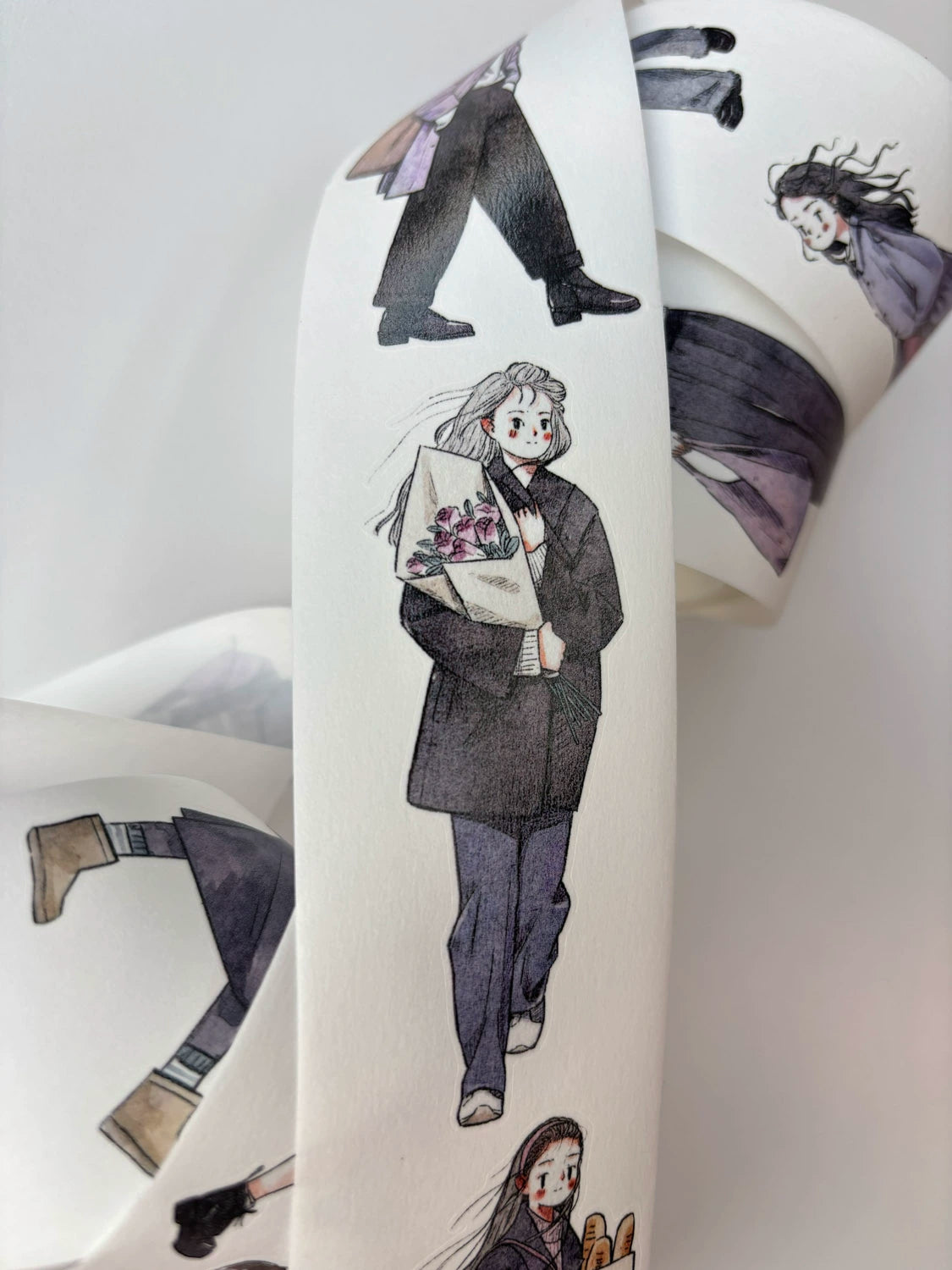 Kaixiaoxun Vol8 【Walked By】 Pre-Cut Washi/Matte PET Tape for Scrapbook Supplies,Junk Journal Supplies