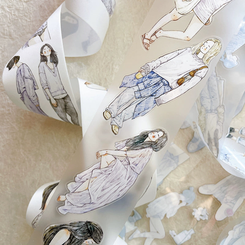 Seahorse Forest Vol6【A37#Leisurely】Original Design Pre-Cut Washi/PET Tape Stickers,for Scrapbook Supplies,Junk Journal Supplies