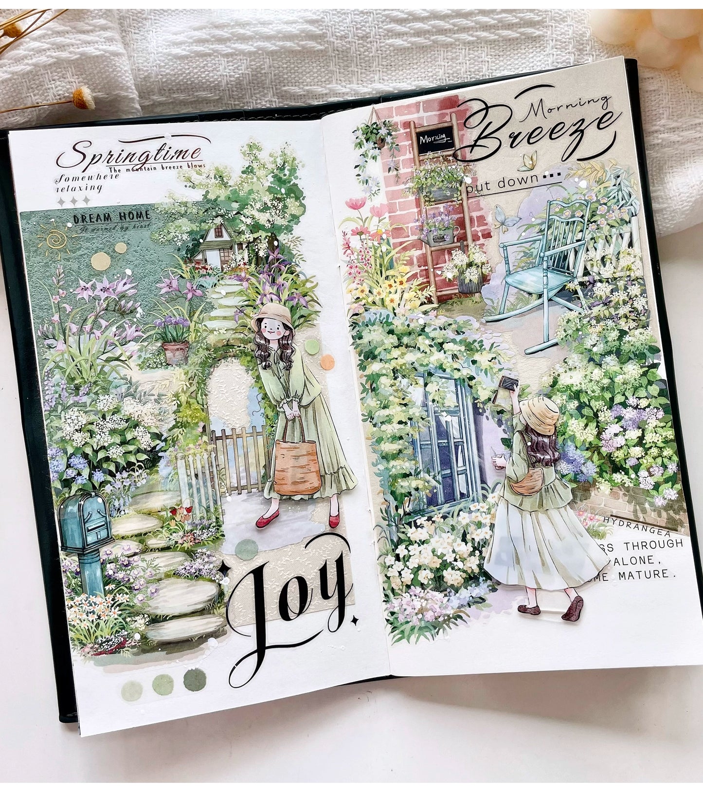 ZiYuanSu【Spring's Colors Fill Garden】Scene/Landscape Pre-cut Washi/PET Tape,for Scrapbook Supplies,Scrapbook Tape Stickers,Junk Journal Supplies