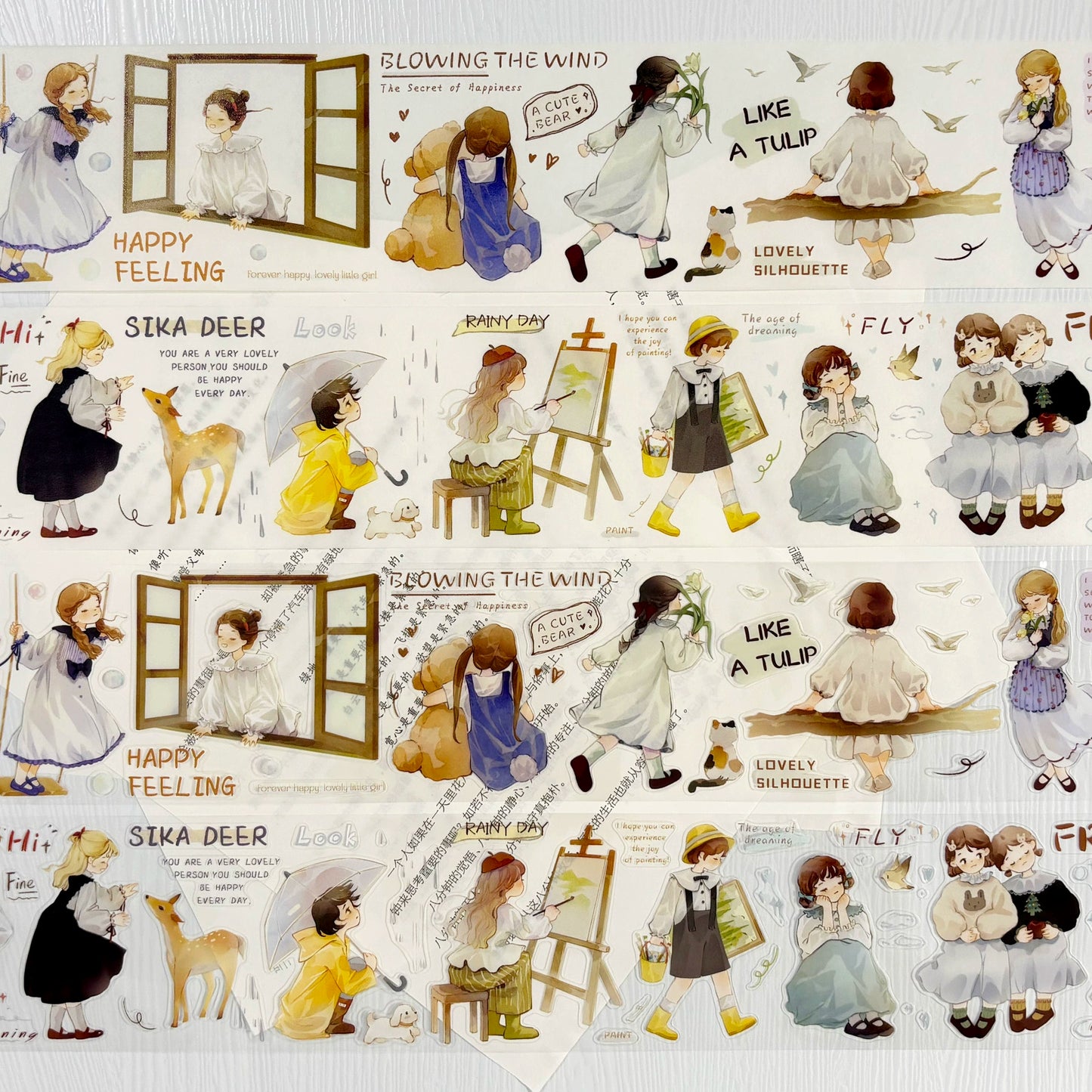ZiYuanSu Vol12【Dear Girl】Pre-Cut Original Design Character Washi/PET Tape Stickers, for Scrapbook Supplies,Scrapbook Tape Stickers,Junk Journal Supplies, Journaling Stickers,Bullet Journals