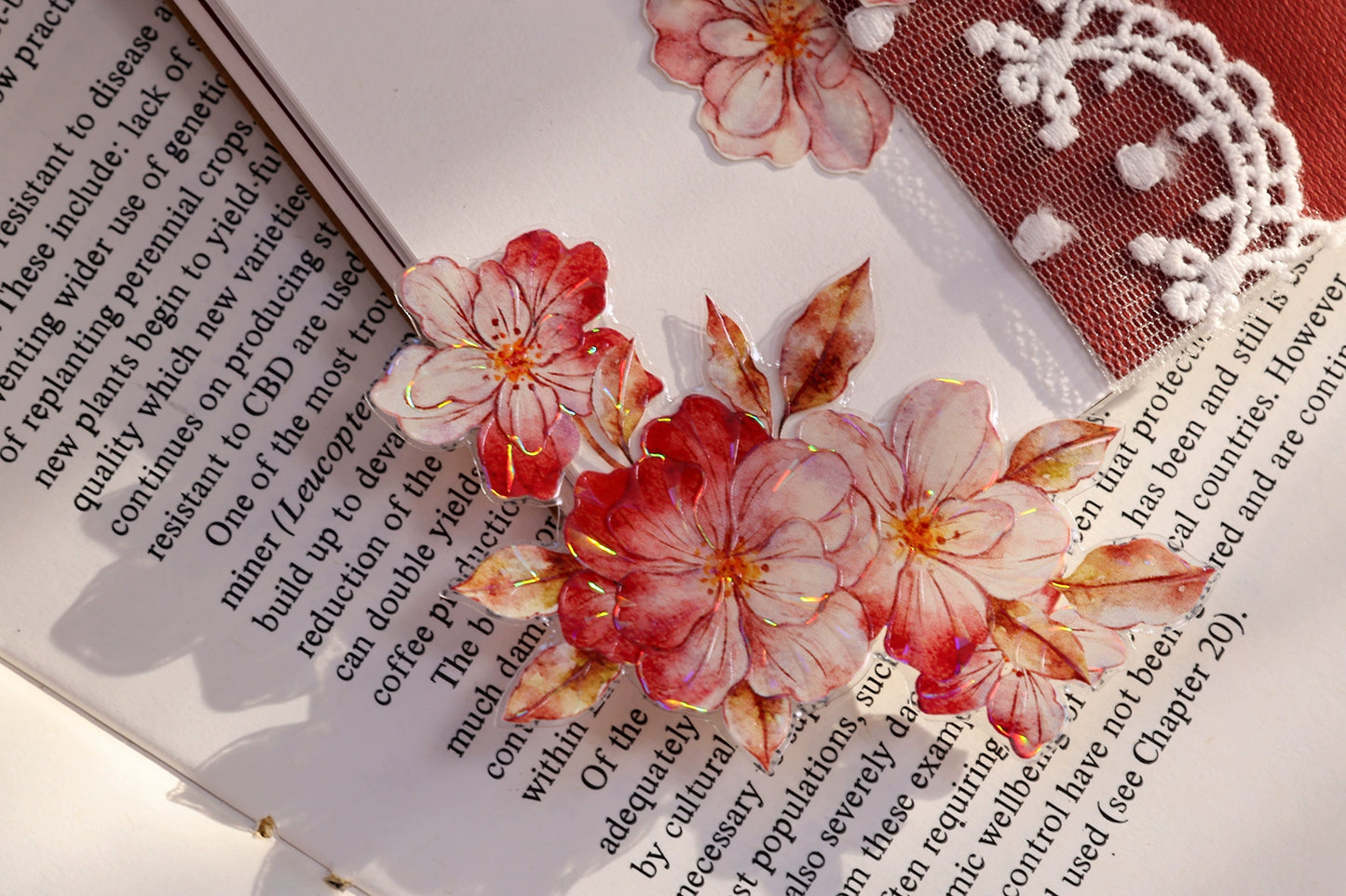 XiaoBaiJia【Red Longing Follower】Light Retro Red Flower Orginal Design Washi Pet Floral Tape Landscaping Stickers