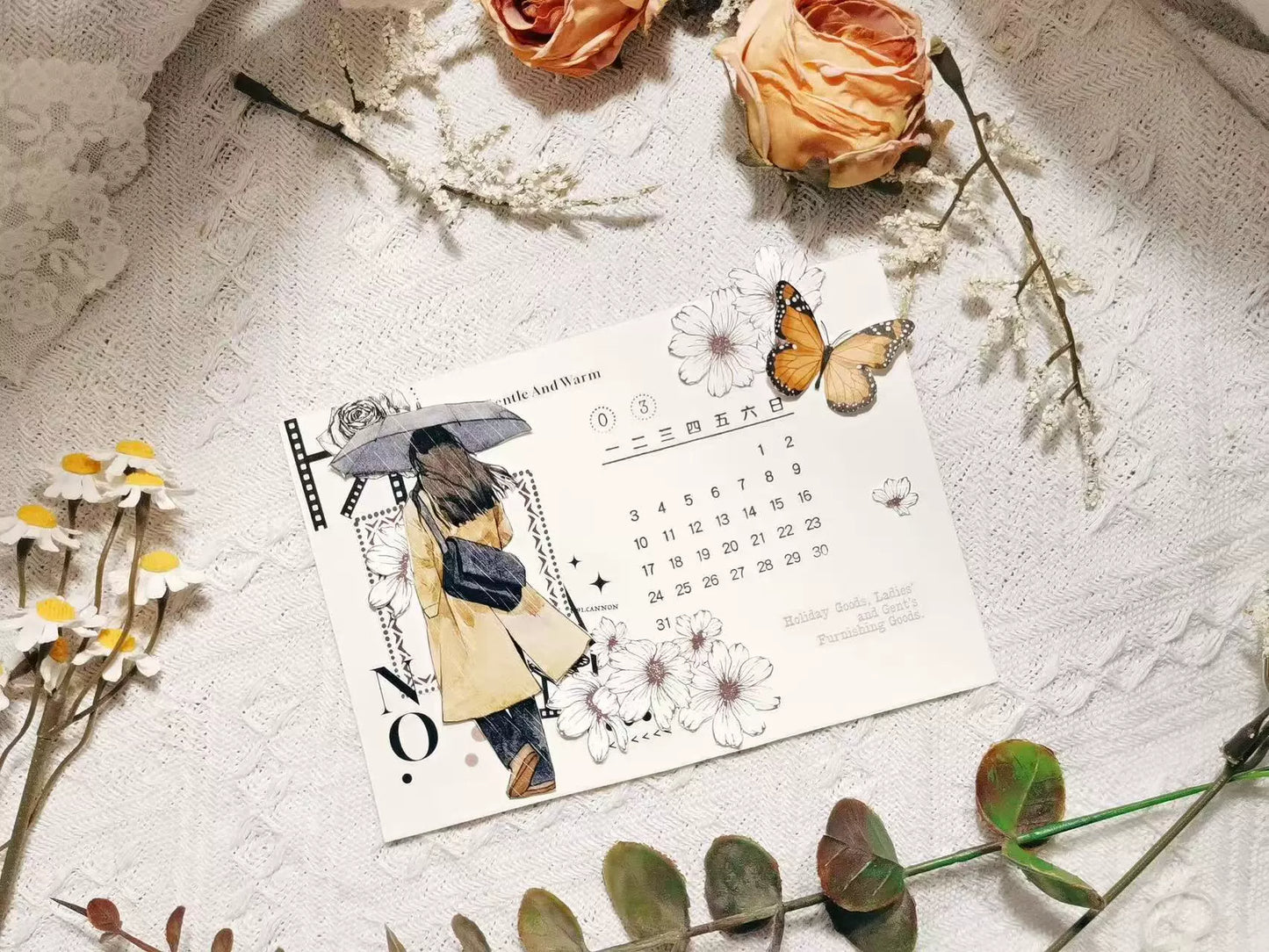 Kaixiaoxun Vol8 【Hold An Umbrella】 Pre-Cut Washi/Matte PET Tape for Scrapbook Supplies,Junk Journal Supplies