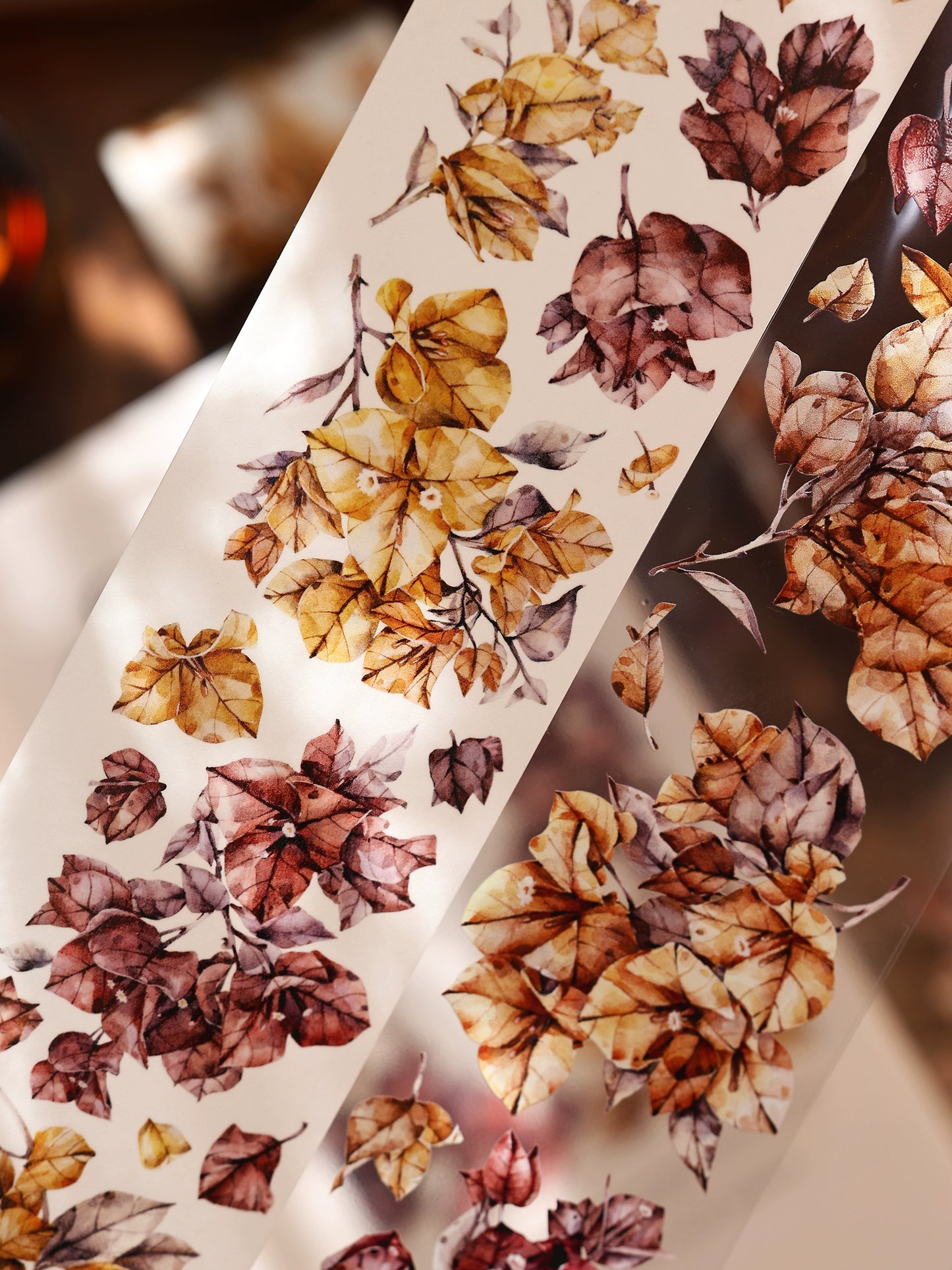 XiaoBaiJia【Bougainvillea Follower】Light Retro Tea Brown Flower Orginal Design Washi Pet Floral Tape Landscaping Stickers
