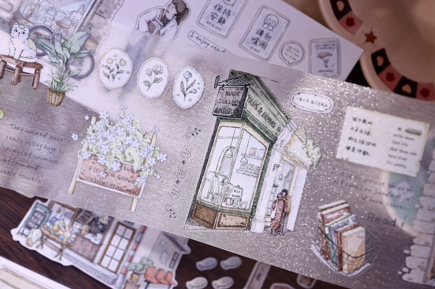 XiaoBaiJia Minimalist Style【Small Shops Street】Market Street,Orginal Design Washi Pet Tape Landscape Stickers