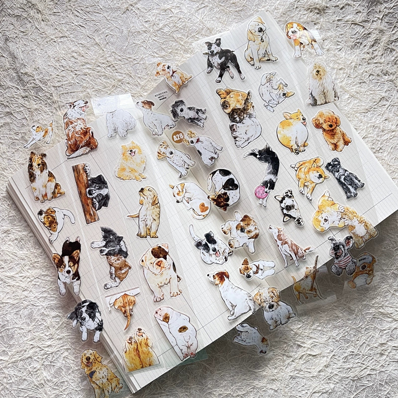 Seahorse Forest Vol5【A28#Wang~】Cute Dogs,Original Design Pre-Cut Washi/PET Tape Stickers,for Scrapbook Supplies,Junk Journal Supplies