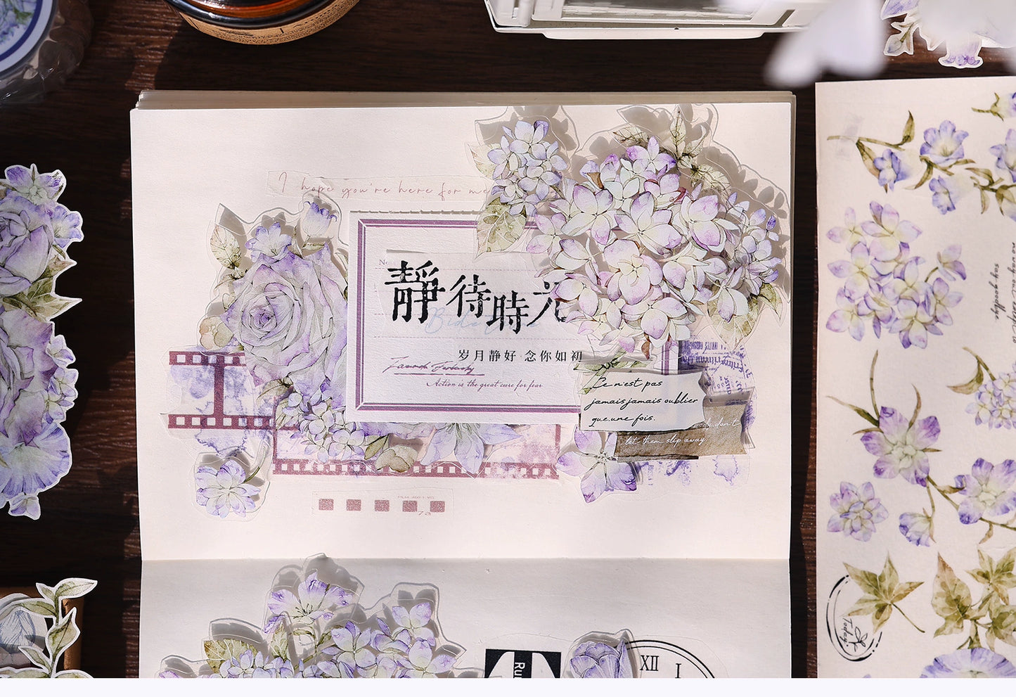 XiaoBaiJia【Fantasy Purple/Ink Dyeing】Light Retro Orginal Design Washi Pet Tape Landscaping Stickers